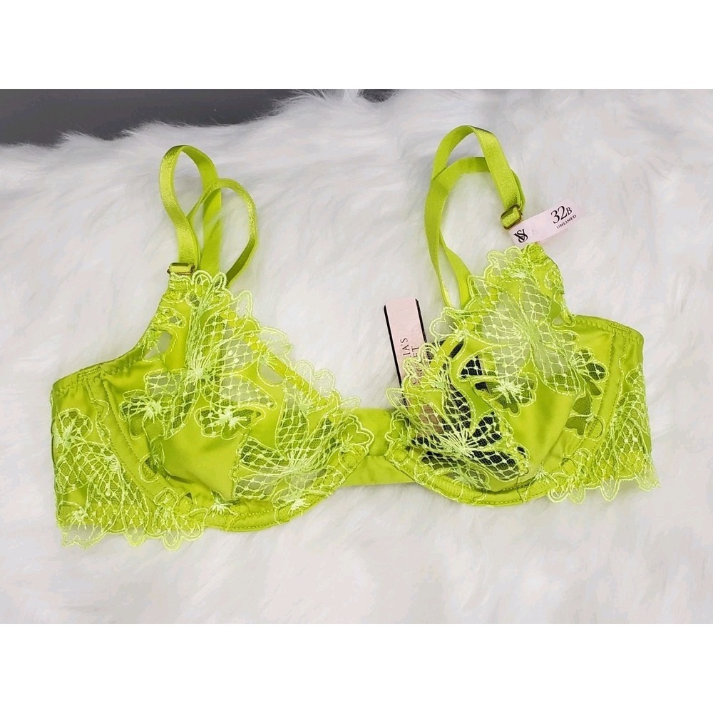 32B Victorias Secret Very Sexy Ziggy Glam Fishnet Lace Peekaboo Low Cut Demi Bra